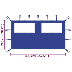 Avis vidaXL Paroi latérale de belvédère avec fenêtres 4x2 m Bleu