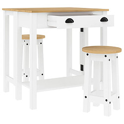 Acheter vidaXL Ensemble de bar 3 pcs blanc bois de pin massif