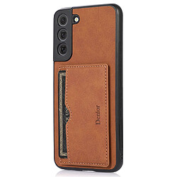 Coque en TPU + PU avec béquille et porte-carte marron pour votre Samsung Galaxy S22 5G