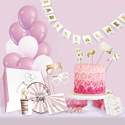 Party Time Kit décoration pour baby shower 46 pièces rose.