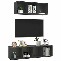 Avis Maison Chic Ensemble de meubles TV 2 pcs pour salon - Gris Aggloméré -MN12205