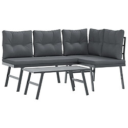 vidaXL Ensemble de bancs de jardin avec coussins 3 pcs noir