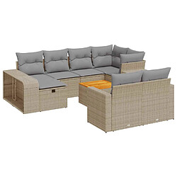 vidaXL Salon de jardin 11 pcs avec coussins beige résine tressée