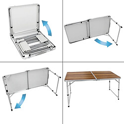 Acheter Ecd Germany Table pliable de camping barbecue pique-nique 120cm en aluminium décor bois