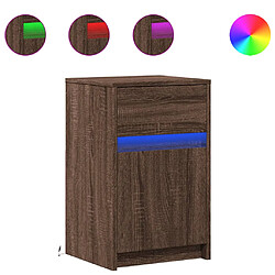 vidaXL Armoire de chevet et lumières LED chêne marron bois ingénierie