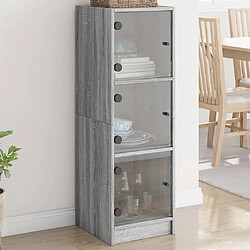 Maison Chic Commode Buffet - Meuble de rangement avec portes en verre sonoma gris 35x37x109 cm -GKD93939