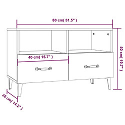 vidaXL Meuble TV Chêne marron 80x36x50 cm Bois d'ingénierie pas cher