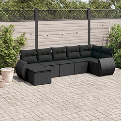 Maison Chic Salon de jardin 7 pcs avec coussins | Ensemble de Table et chaises | Mobilier d'Extérieur noir résine tressée -GKD97415