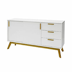 Mes Buffet 2 portes coulissantes 3 tiroirs 100x40x75 cm blanc - KUNDA