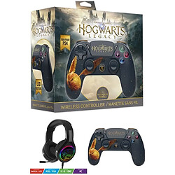 Freaks And Geeks Manette PS4 Bluetooth Harry Potter Hogwarts Legacy Vivet Doré Lumineuse 3.5 JACK + Casque PRO-H3 Orange PS4-PS5 PLAYSTATION SONY