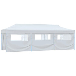 vidaXL Tente de réception escamotable avec 8 parois 3 x 9 m Blanc