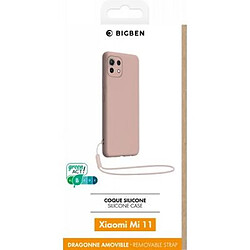 Bigben Coque pour Xiaomi Mi 11 5G Silicone + dragonne assortie Rose nude