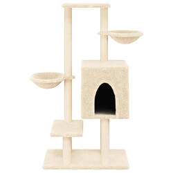 Helloshop26 Arbre à chat meuble tour grimper jouet grattage grattoir escalade plateforme avec griffoirs en sisal 117 cm crème 02_0022460