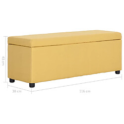 vidaXL Banc avec compartiment de rangement 116 cm Jaune Polyester pas cher