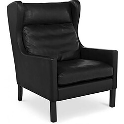 ICONIK INTERIOR Fauteuil avec accoudoirs - Style rétro - Revêtu de cuir - Michal Noir