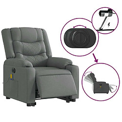 Maison Chic Fauteuil Relax pour salon, Fauteuil inclinable de massage électrique Gris foncé Tissu -GKD18179 pas cher