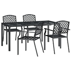 Avis Maison Chic Ensemble de salle à manger de jardin 5 pcs,Table et chaises d'extérieur anthracite acier -GKD515306