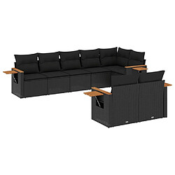 Maison Chic Salon de jardin 8 pcs avec coussins | Ensemble de Table et chaises | Mobilier d'Extérieur noir résine tressée -GKD89552