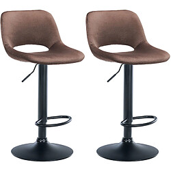 Decoshop26 Tabourets de bar chaises haute x2 avec repose-pieds en velours marron piètement métallique noir 10_0004083