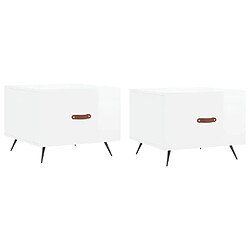 Maison Chic Lot de 2 Tables basses,Table Console pour salon blanc brillant 50x50x40cm bois d'ingénierie -MN74228