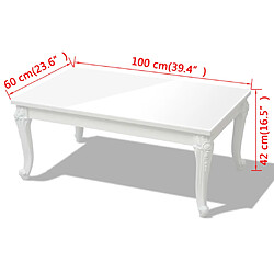 ComfortXL Table Basse 100 X 60 X 42 Cm Laquée Blanc pas cher