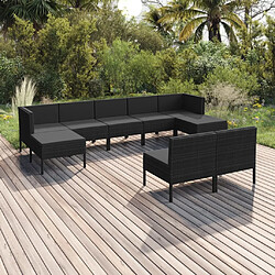 Maison Chic Salon de jardin 9 pcs + coussins - Mobilier/Meubles de jardin - Table et chaises d'extérieur Résine tressée Noir -MN85900