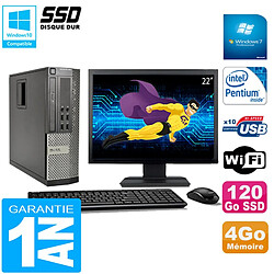 PC DELL 990 SFF Intel G840 Ram 4Go Disque 120Go SSD Graveur Wifi W7 Ecran 22" - Occasion