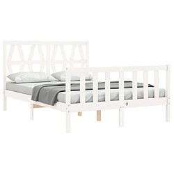 Acheter Maison Chic Cadre/structure de lit avec tête de lit pour adulte - Lit Moderne Chambre blanc double bois massif -MN34808