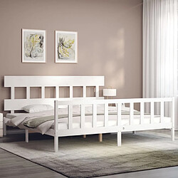 Avis Maison Chic Lit adulte - Cadre Structure de lit avec tête de lit Contemporain blanc 200x200 cm bois massif -MN43030