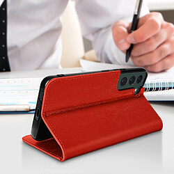 Acheter Avizar Étui Galaxy S22 Plus Folio Cuir Véritable Porte cartes Support Vidéo - rouge