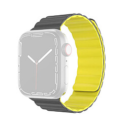 Bracelet en silicone MUTURAL magnétique, anti-sueur, réglable, gris/jaune pour votre Apple Watch Series 7 45mm/6/5/4/SE 44mm/3/2/1 42mm