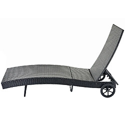 Avis Decoshop26 Chaise longue de jardin transat bain de soleil en polyrotin anthracite coussin terracota 04_0004932