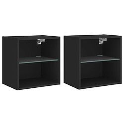 Maison Chic Lot de 2 Tables de Chevet murales - Tables de Nuit avec lumières LED noir