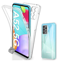 Htdmobiles Coque silicone gel fine 360 integrale (avant et arriere) pour Samsung Galaxy A52 5G + film ecran - TRANSPARENT