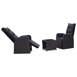 vidaXL Mobilier de bistro 3 pcs avec coussins Résine tressée Noir