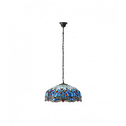 Interiors 1900 Suspension 50 cm Dragonfly Blue, verre et métal