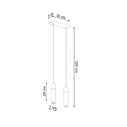 Acheter Luminaire Center Suspension Zane Bar Bois,béton Bois gris,naturel 2 ampoules 120cm