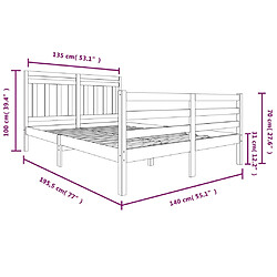 vidaXL Cadre de lit sans matelas bois massif pas cher