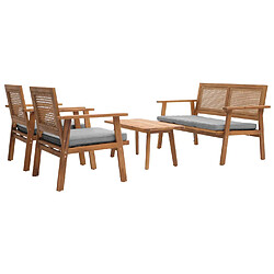 Avis Mendler Ensemble de jardin HWC-N46, Lounge-Set Salon de jardin Banc Fauteuil Table, bois Acacia certifié MVG ~ Coussin gris