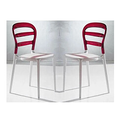 Inside 75 Lot de 4 chaises design DEJAVU en polycarbonate rouge et blanc