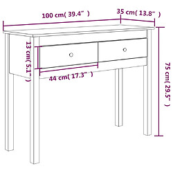 vidaXL Table console Marron miel 100x35x75 cm Bois massif de pin pas cher