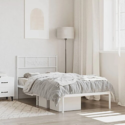 Maison Chic Lit adulte - Cadre de lit métal avec tête de lit,Structure du lit Contemporain pour chambre blanc 90x190 cm -MN94511