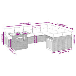 Acheter vidaXL Salon de jardin 10 pcs avec coussins noir résine tressée