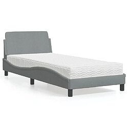 Vidaxl Lit avec matelas gris clair 80x200 cm tissu