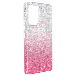 Avizar Coque Samsung A53 5G Paillette Feuille Amovible Semi-rigide Argenté et Rose