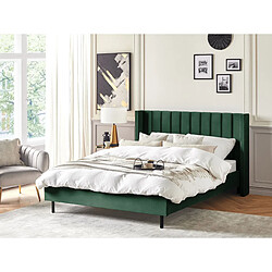 Beliani Lit double en velours vert 160 x 200 cm VILLETTE