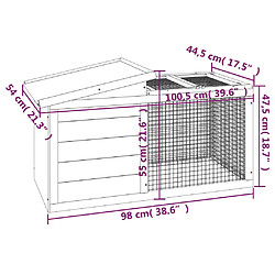 vidaXL Clapier moka 100,5x54x55 cm bois de pin massif pas cher