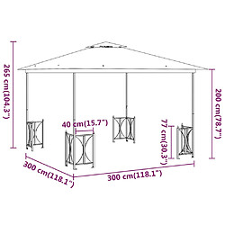 vidaXL Tonnelle avec parois et toit double 3x3 m Crème pas cher