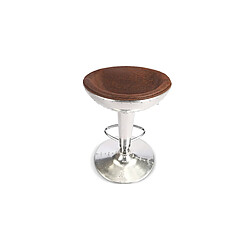 ICONIK INTERIOR Tabouret rond en métal - style aviateur - 70 cm - Aviator Marron