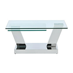 Avis Vente-Unique Table basse avec plateaux pivotants - Verre trempé et acier inoxydable - Transparent - OYRUS de Maison Céphy